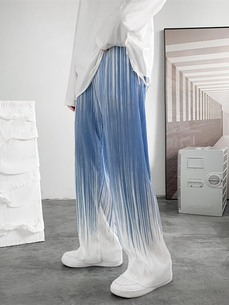 Tie Dye Blue Pleated Pants - Cynerity