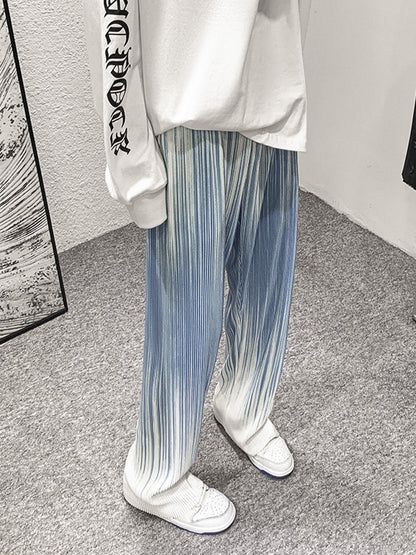 Tie Dye Blue Pleated Pants - Cynerity