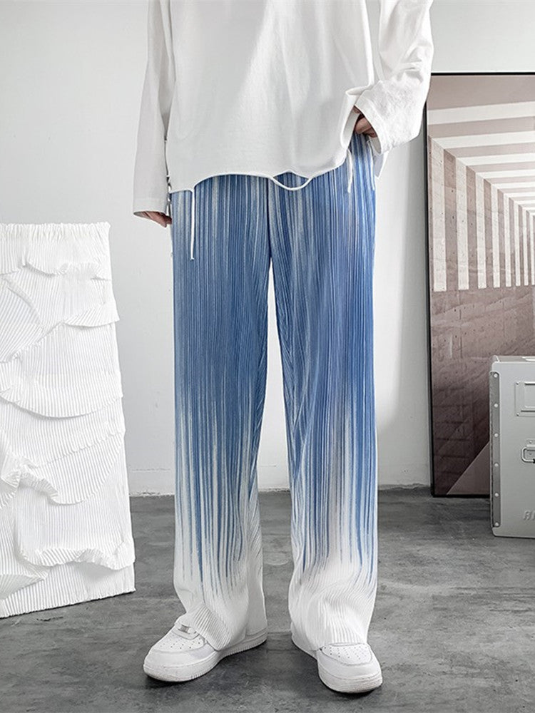 Tie Dye Blue Pleated Pants - Cynerity