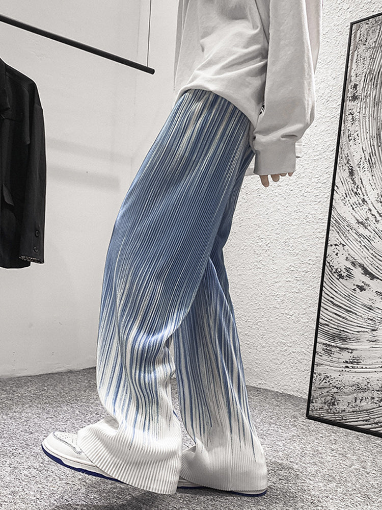 Tie Dye Blue Pleated Pants - Cynerity