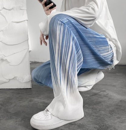 Tie Dye Blue Pleated Pants - Cynerity